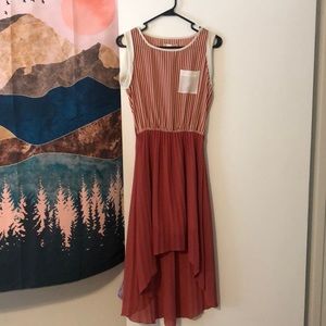 Freeway vintage style reddish pink striped dress size small